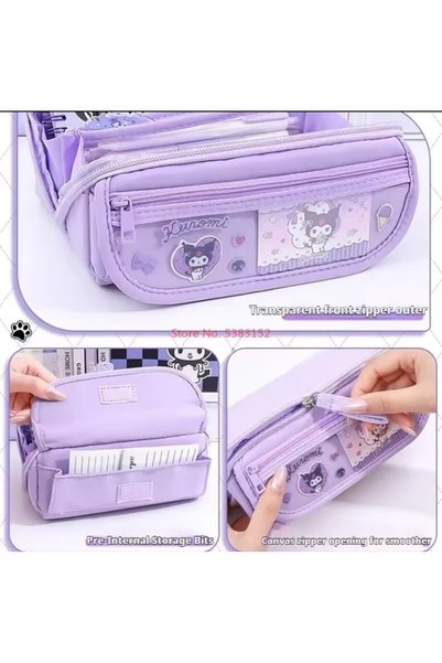 synshop Sanrio Kawai Kuromi Cinnamoroll My Melodi Melody Çok Bölmeli Büyük Kapasite Kalemlik Kalem Kutu