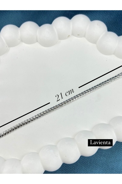 Lavienta سوار رجالي فضي بطول 21 سم من الفولاذ على شكل ثعبان