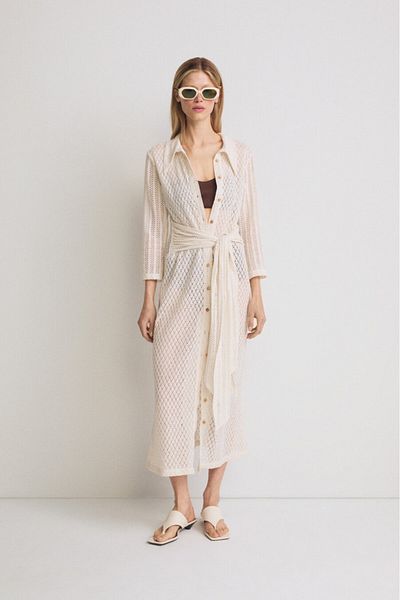 Pilea Crochet Belted Knitted Dress (Post a Message for Base Option)