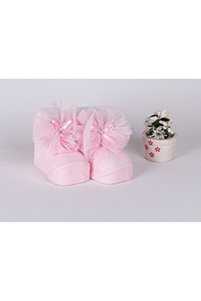 Yümese Çorap TÜL AKSESUARLI VE FİYONKLU YENİDOĞAN BEBEK SOKET ÇORAP