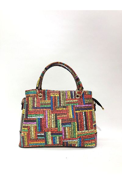 Piedra Geantă multicoloră pentru femei New Season, care poate fi folosită în mâini și cu curea de umăr