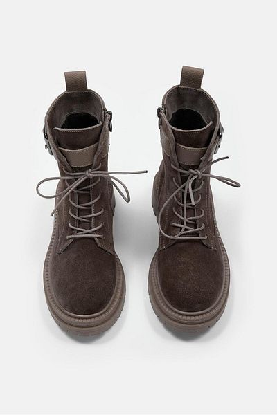 NILUFARR Γυναικείες μπότες Henz Grey Suede από γνήσιο δέρμα