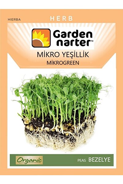 GARDEN NARTER Mikro Yeşillik Için Microgreen Organik Bezelye Tohumu Mikro Filiz Tohumu 30 gr 125 Tohum