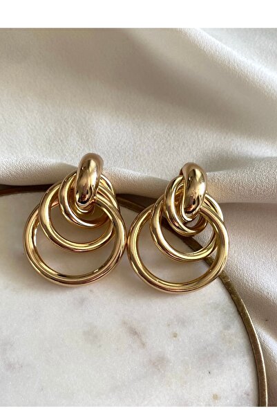 gaila design Altın Sarısı Sarmal Vintage Çelik Küpe