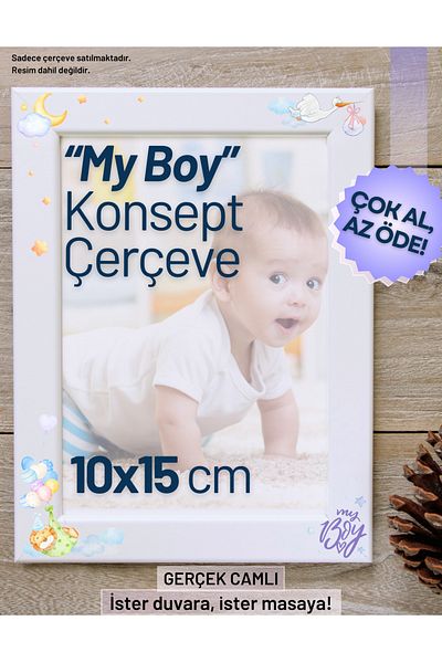 CreaWitch My Boy Concept Frame Gift for Baby Boy - Glass Legs, Wall 10X15
