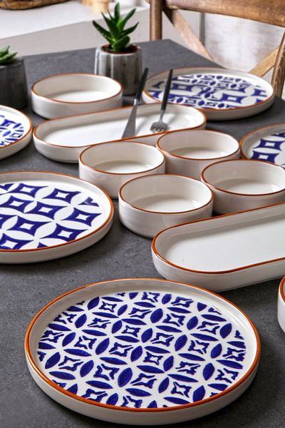 Bernardo 14-Piece 6-Person Tile Stackable Breakfast Set - Breakfast