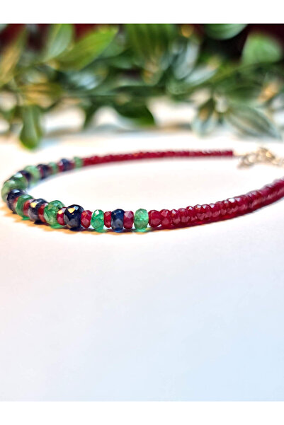 Dotamineral Doğaltaş Bileklik %100 Garantili Yakut Zümrüt Safir Ruby Emerald ...