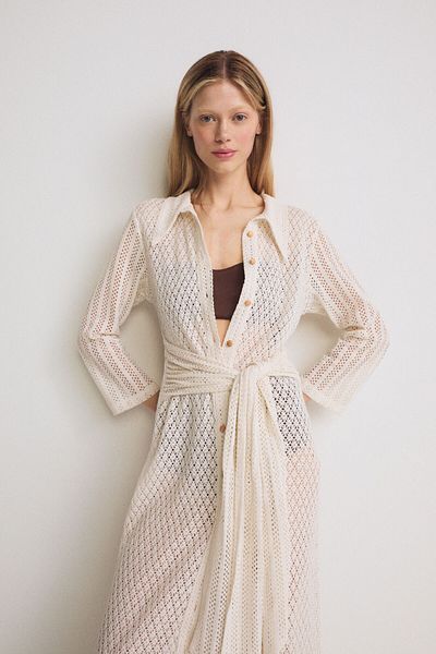 Pilea Crochet Belted Knitted Dress (Post a Message for Base Option)
