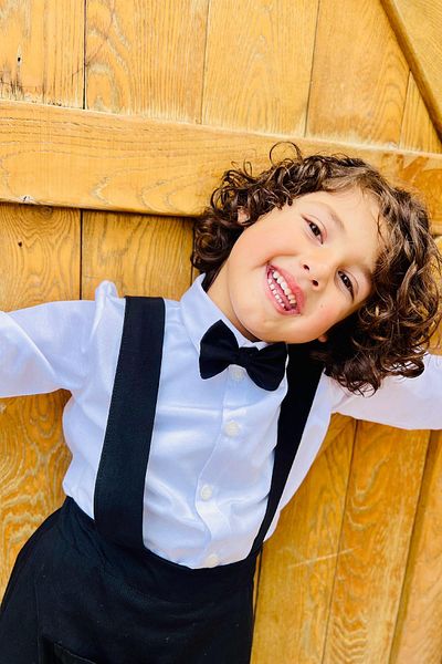 meqlife Black Salopet for Boy - 3-Piece Invitation Set