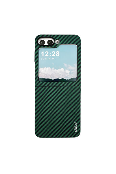 Nettech Samsung Galaxy Z Flip 5 Uyumlu Karbon Seri Arka Koruma Kılıf - Yeşil