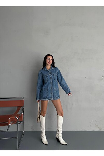 BPF Синя джинсова куртка великого розміру з кишенями