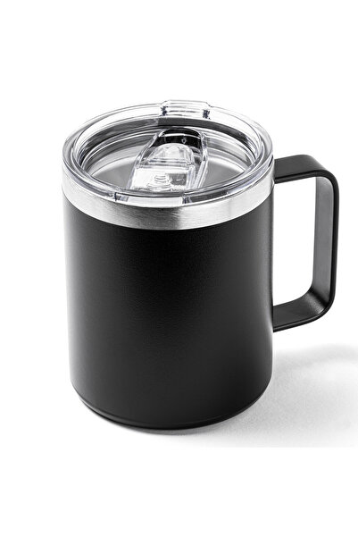 Tantitoni ŞEFFAF KAPAKLI SİYAH PASLANMAZ ÇELİK TERMOS BARDAK 350ML