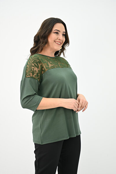 Koza Butik Γυναικεία βελούδινη μπλούζα με λεπτομέρειες 1856-2