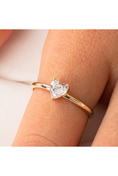 FasekGold 0,60 Ct Pırlanta(SİGNTY)kalp Tektaş Evlilik Teklifi Gümüş Yüzük-pırlanta Kalp Tektaş Gümüş Yüzük