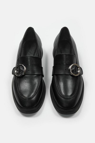 NILUFARR Joos Black Genuine Leather Women's Loafer