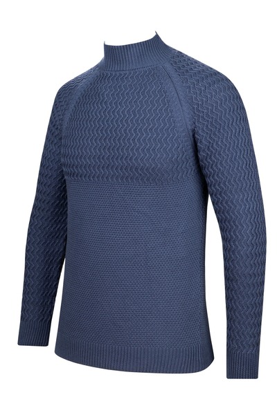 Çizgi Triko Ανδρικό πλεκτό πουλόβερ με μισό ζιβάγκο με σχέδιο Regular Fit-5021b