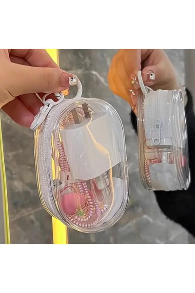 TATA CRAFT Transparent Bag Keychain Accessory -White-Mini Bag