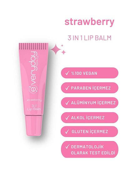 Everyday Beauty Strawberry 3 in 1 - Lip Balm*24 Animal Watch