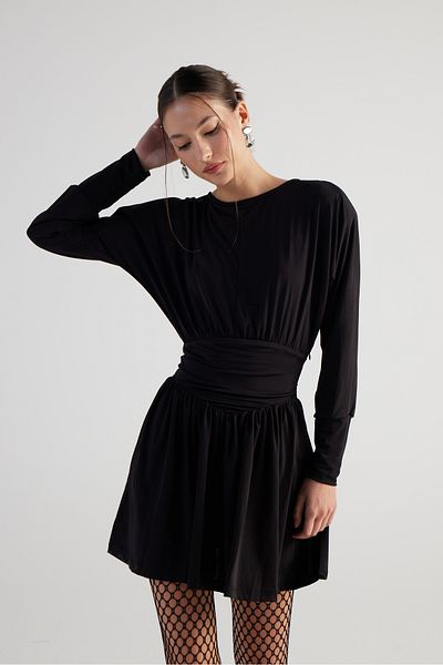 HOLLY LOLLY Corset Waist Padded Mini Jade Dress Black