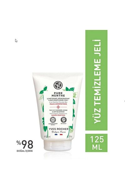 Yves Rocher Pure Menthe Peeling Effect Face Wash Gel 125 ml