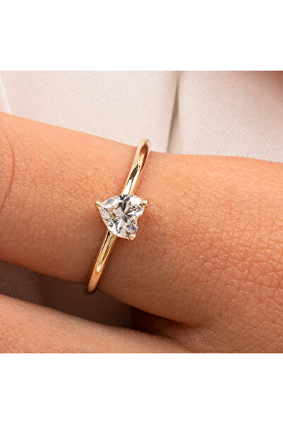 FasekGold 0,60 Ct Pırlanta(SİGNTY)kalp Tektaş Evlilik Teklifi Gümüş Yüzük-pırlanta Kalp Tektaş Gümüş Yüzük