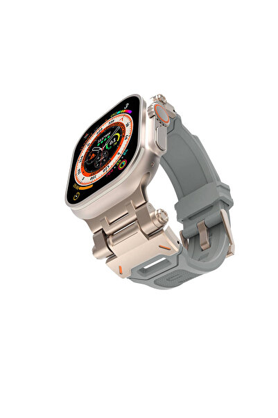 kilifone İphone Watch 42mm Uyumlu - Kordon Metal Başlıklı Silikon Kordon Krd-...