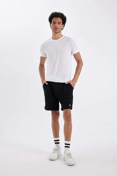 DeFacto Long Muscle Fit Crew Neck Basic μονόχρωμο κοντομάνικο λευκό μπλουζάκι N2104az24au