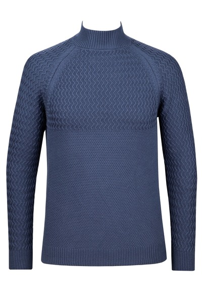 Çizgi Triko Ανδρικό πλεκτό πουλόβερ με μισό ζιβάγκο με σχέδιο Regular Fit-5021b