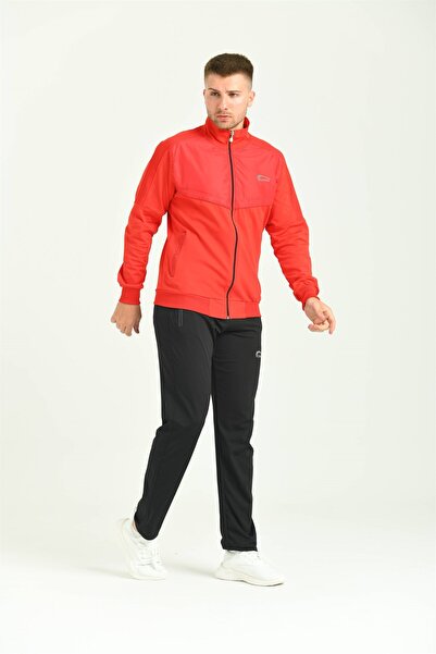 Cramp Spor Gögüste Paraşüt Detayı Kırmızı Dalgıç Erkek Eşofman Takımı