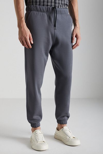GRIMELANGE Burnham Men's Organic Fabric Fleece Inside Relaxed Fit Elastic Leg Jogger Gray Sweatpants