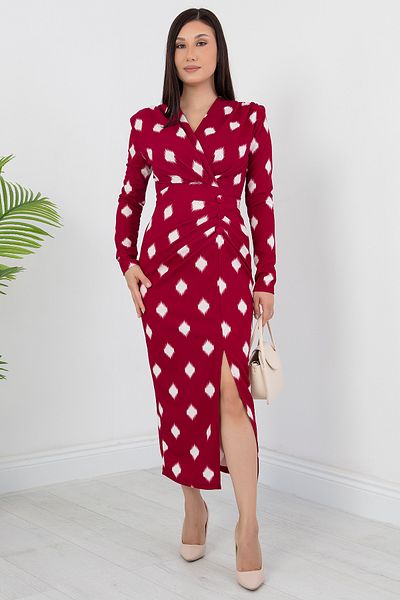PULLIMM Rochie imprimată cu mânecă lungă cu nasturi NY4451