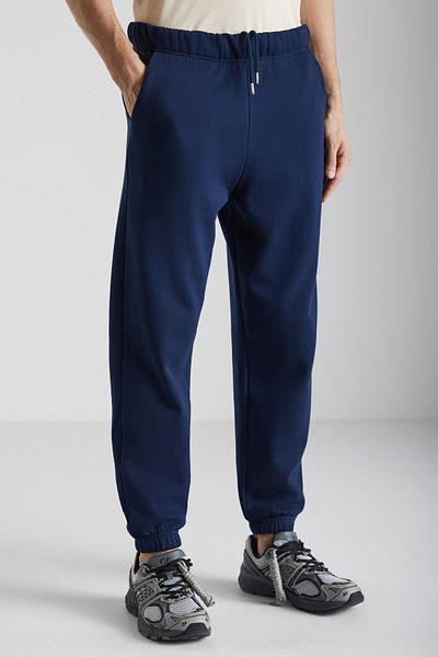 GRIMELANGE Burnham Men's Regular Fit Relaxed Cut Elastic Leg Navy Blue Sweatpants