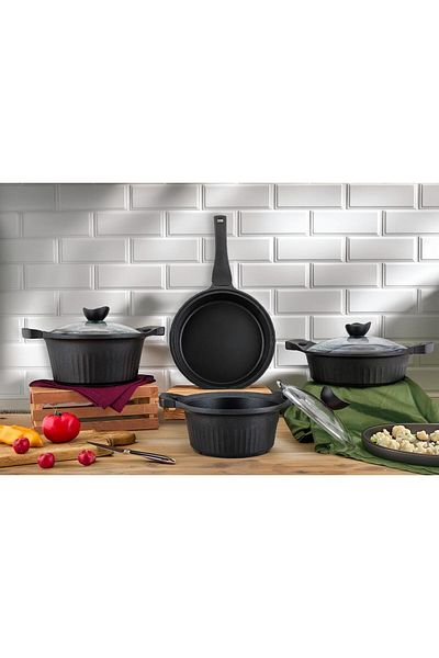 Evimsaray Vanezza Black 7 Piece Casting Set