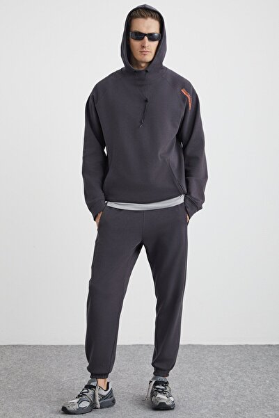 GRIMELANGE Arragon Pánské základní elastické nohavice z měkké tkaniny 3 vlákna z organické bavlny antracitové