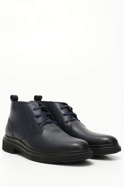 GÖNDERİ(R) Men's Navy Blue Antique Lace-Up Genuine Leather Classic Boots