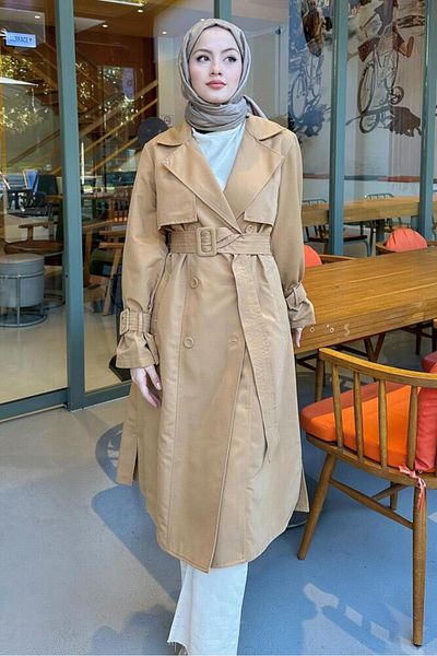 Oven Clara Trench Coat-Camel