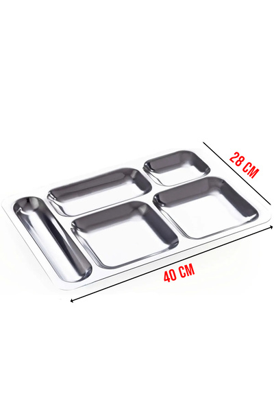 fitfiyat 20 Pieces! Table D'hôte Stainless Steel Self-Service 5 Compartments Billed