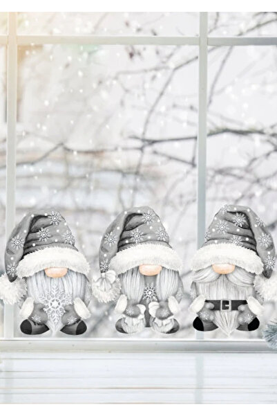 WALLHUMAN Новорічний набір наклейок «Сірі гноми» для дитячої кімнати