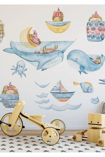 WALLHUMAN Αυτοκόλλητο τοίχου για παιδικό δωμάτιο Sea Dream