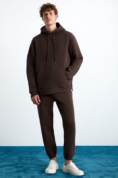 GRIMELANGE Burnham Men's Regular Fit Relaxed Cut Elastic Leg Bitter Brown Sweatpants