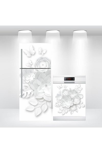 Bigaimaj Capac pentru frigider și mașină de spălat vase cu model de flori din folie