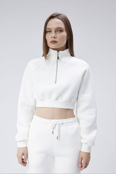 soBasic Set de trening Demi cu guler cu fermoar și picior elastic - alb