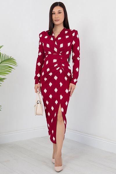PULLIMM Rochie imprimată cu mânecă lungă cu nasturi NY4451