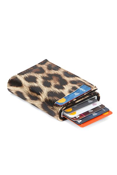 Newish Women's Leoapar Pattern Anti-Theft Rfid Vegan Leather Wallet and Card Holder