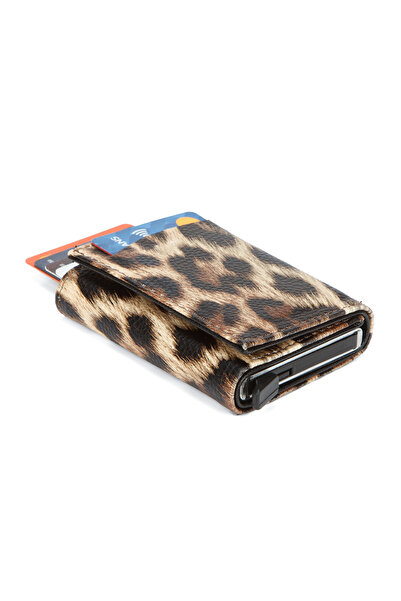 Newish Kadın Leoapar Desen Hırsızlık Engelleyici Rfıd Korunmalı Vegan Deri Cüzdan Ve Kartlık