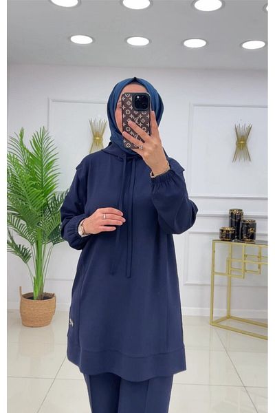 VALENS BOUTİQUE Σετ Hijab Σετ παντελόνι διπλό τουνίκ με λεπτομέρεια με κουκούλα