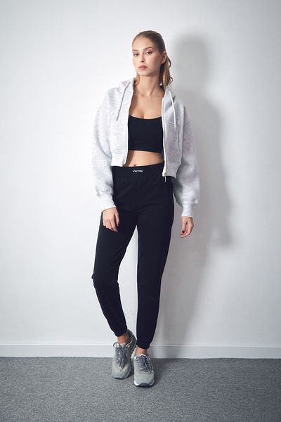 Fulla Moda Φούτερ με 3 νήματα Basic Hooded Crop