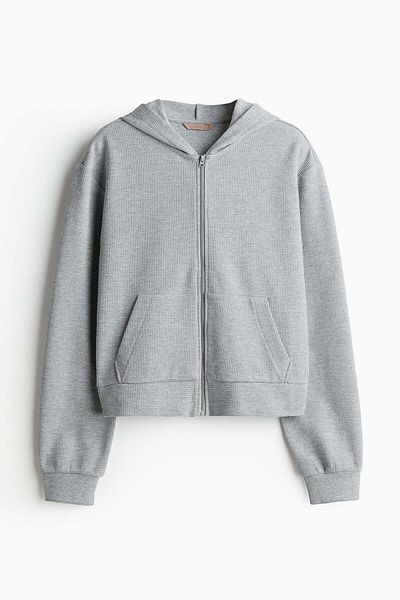 H&M Waffled Zip-through Hoodie