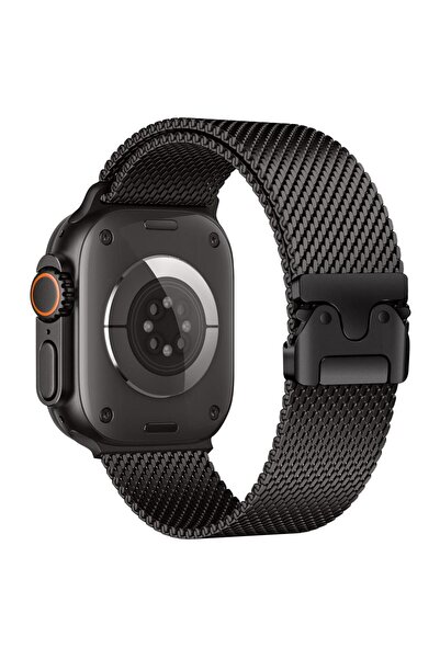 AktarMobile Apple Watch 6 5 4 3 2 1 SE 42 44 mm Uyumlu Hasır Çelik Örgü Kordo...
