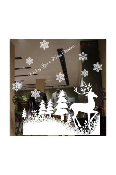 kidspartim Autocolant de Crăciun de Anul Nou cu copac de pin alb și figurină ...